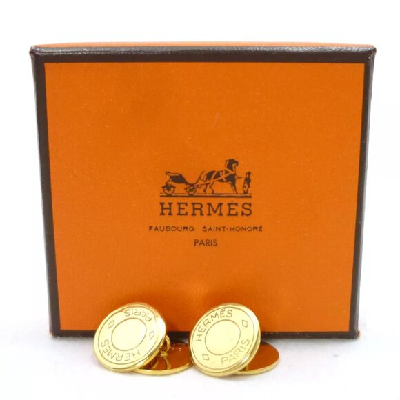 Authentic HERMES Serie Cufflinks BIJOUTERIE FANTAISIE Gold